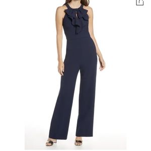 NWT Eliza J Navy BowTie jumpsuit sz 10